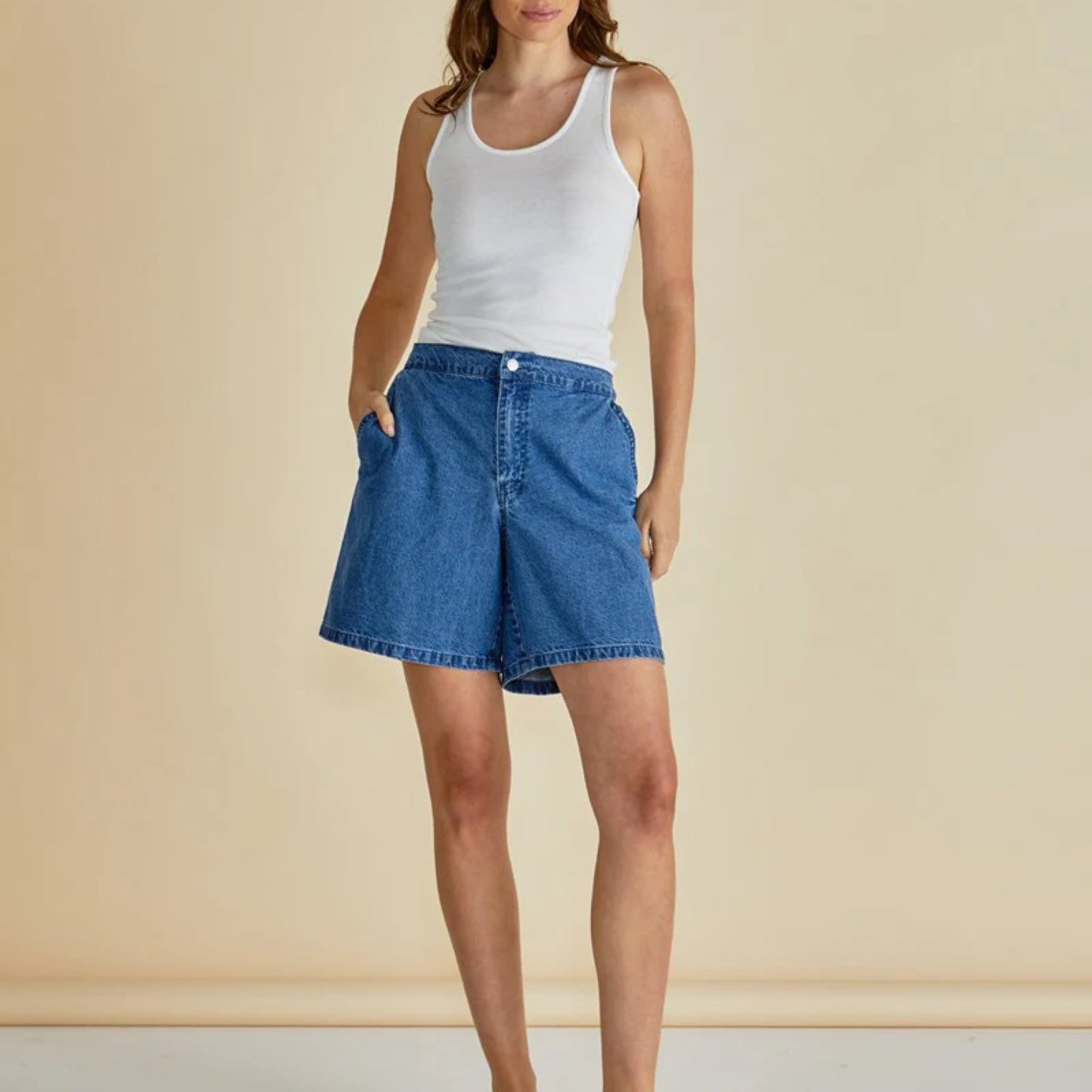 Breeze Relaxed Denim Shorts - Dark Blue