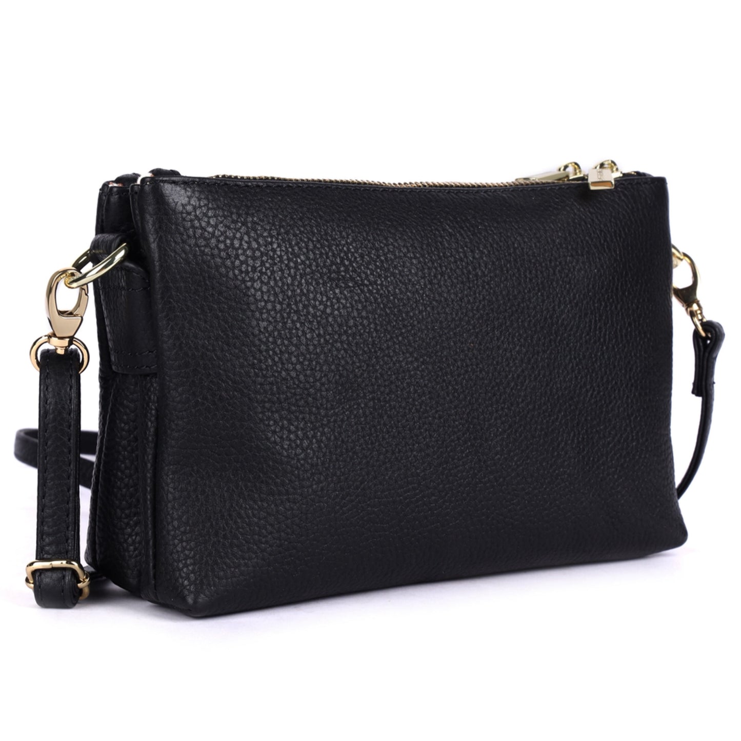 Springwood Double Zip Pebbled Leather Crossbody Bag | Rugged Hide