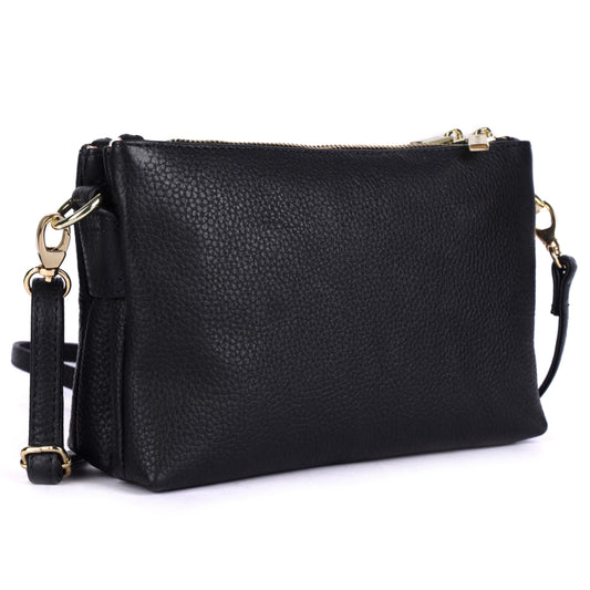 Springwood Double Zip Pebbled Leather Crossbody Bag | Rugged Hide