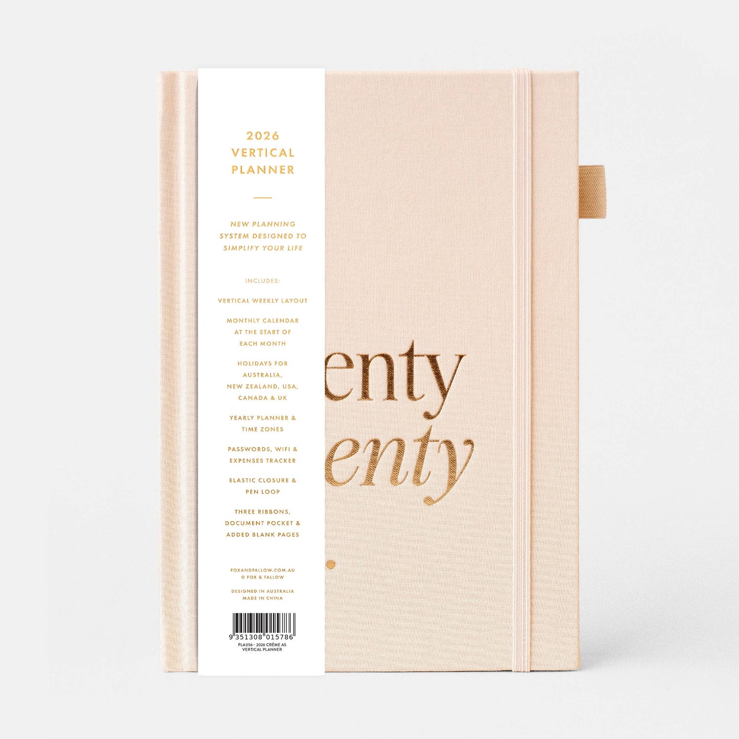2026 Creme A5 Vertical Planner | Fox & Fallow