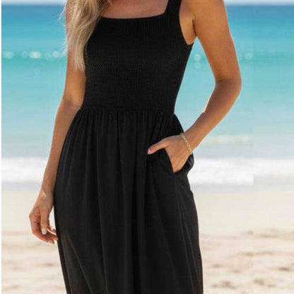 Bailey Shirred Bust Midi Dress - Black