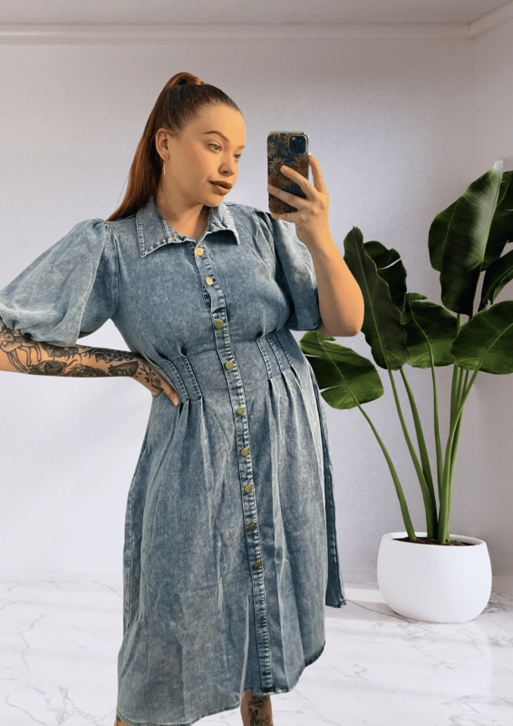 Ava Button Up Maxi Dress - Light Denim