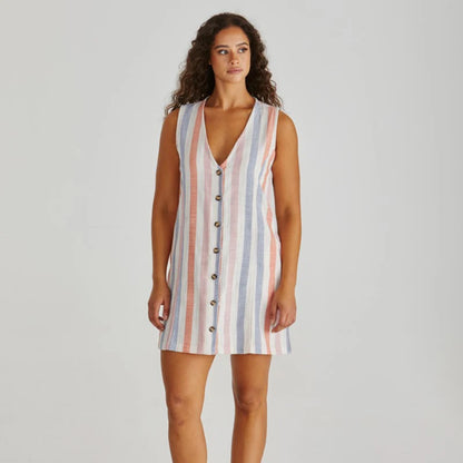 Travis Button Up Vest Mini Dress - Stripe