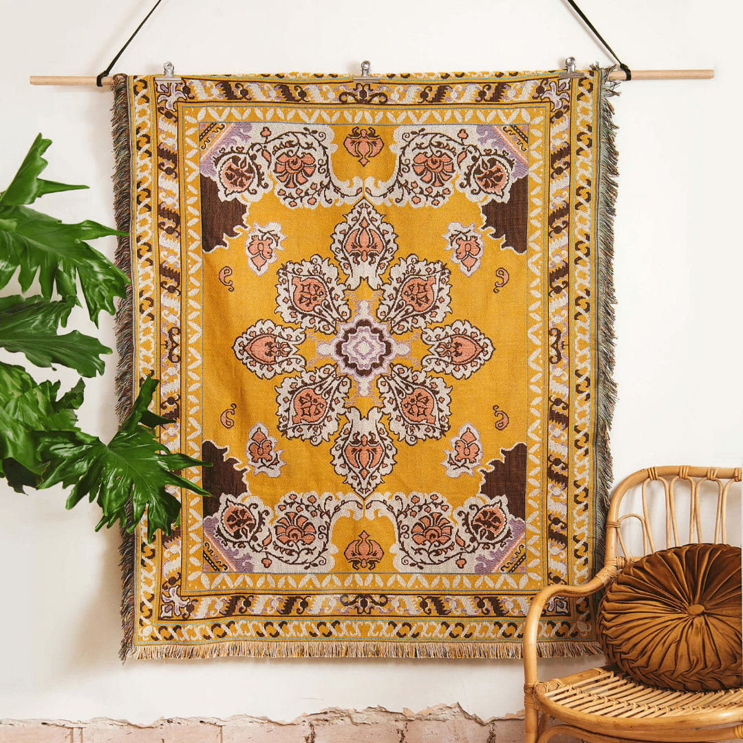 ‘Here Comes The Sun' Woven Picnic Rug/Throw: Regular 130x160cm | HENDEER
