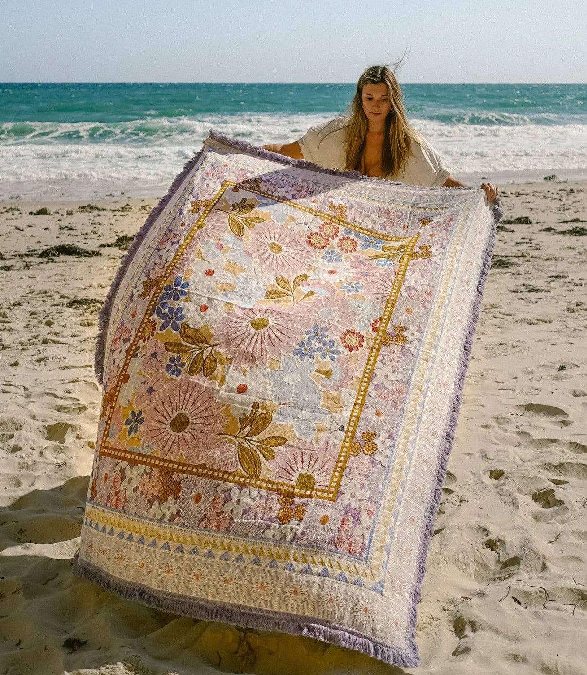 Sunni Scenes - Lavender - Picnic Beach Throw Rug - XL