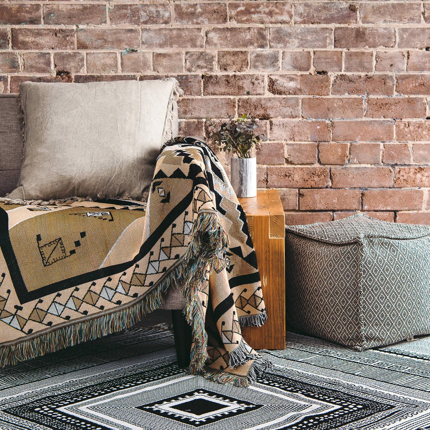 'Nowhere Man' Woven Picnic Rug/Throw: Large 170x200cm | HENDEER