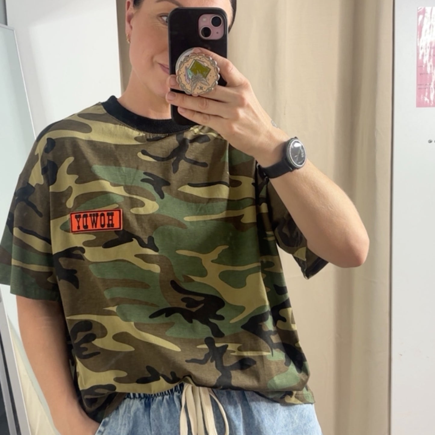 Mya Oversized Tee T-Shirt - Howdy Camo Green | By Frankie
