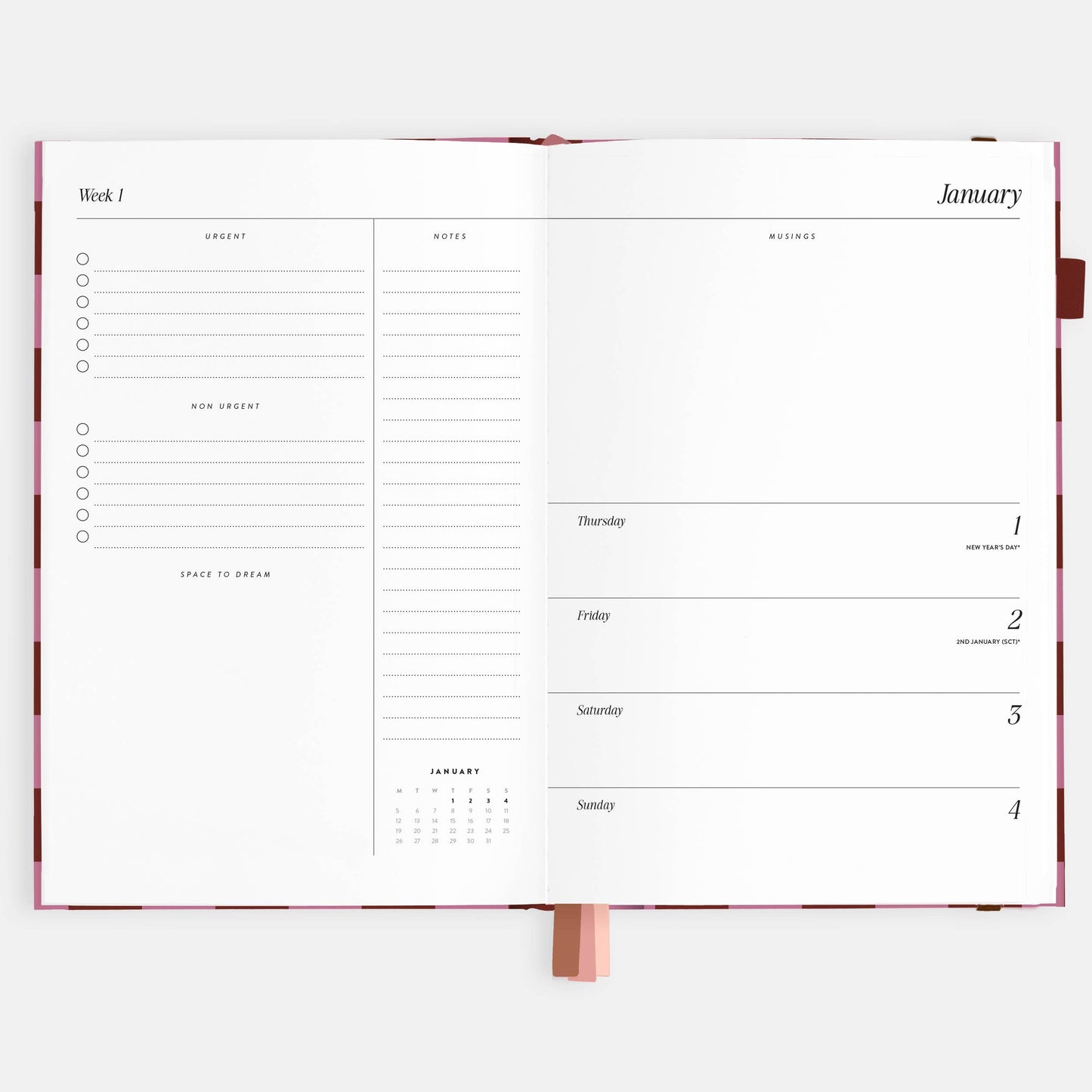 Fox & Fallow - 2026 Cherry Check A5 Horizontal Planner