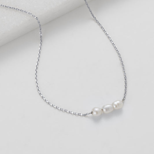 Mini Pearl Necklace - Silver