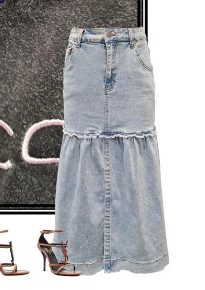 Midi Denim Skirt - Beach Blue