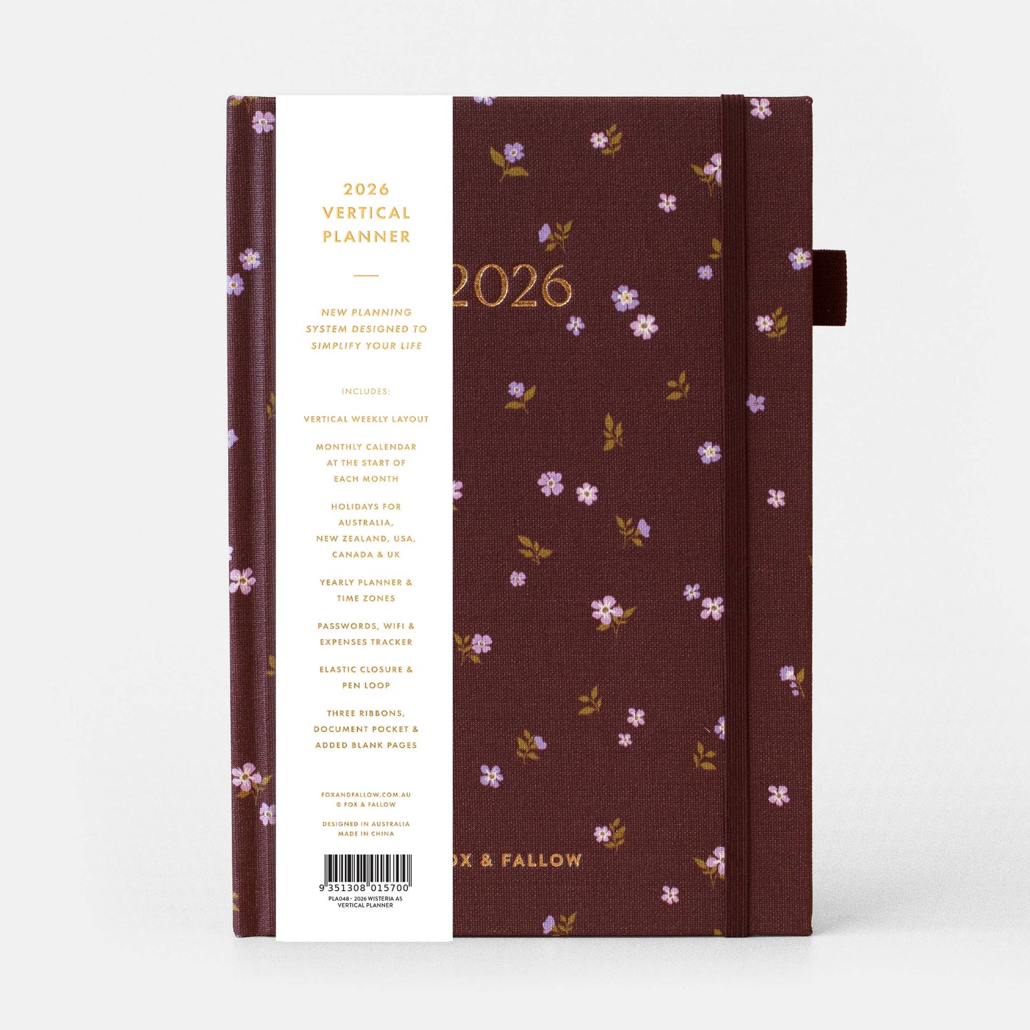 Fox & Fallow - 2026 Wisteria A5 Vertical Planner