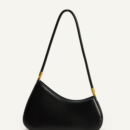 Curved Structured Shoulder Bag with Soft Tube Handle - Black | Style Statel