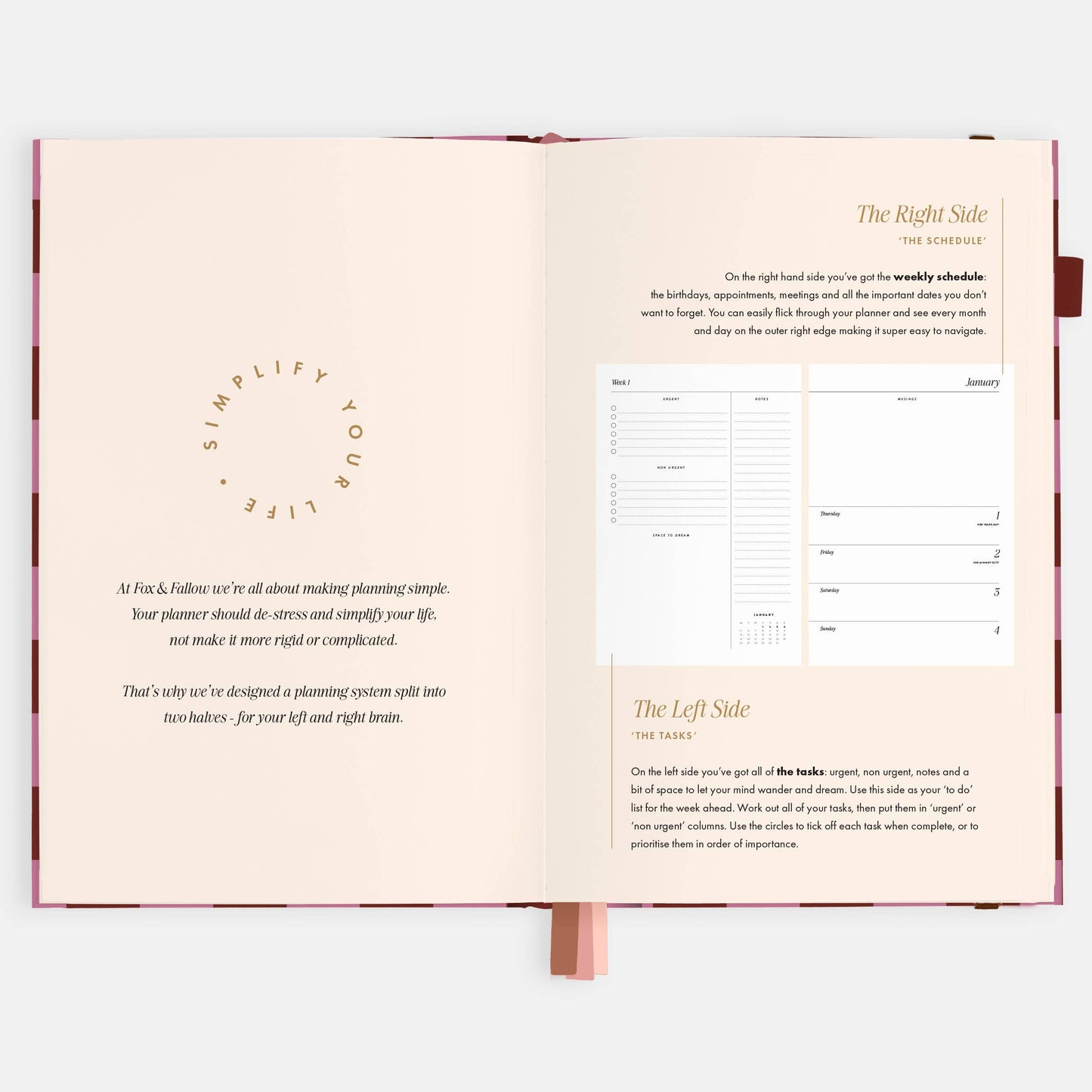Fox & Fallow - 2026 Cherry Check A5 Horizontal Planner