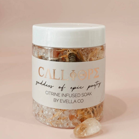 CALLIOPE | goddess of epic poetry | crystal infused bathsoak | Evella Co