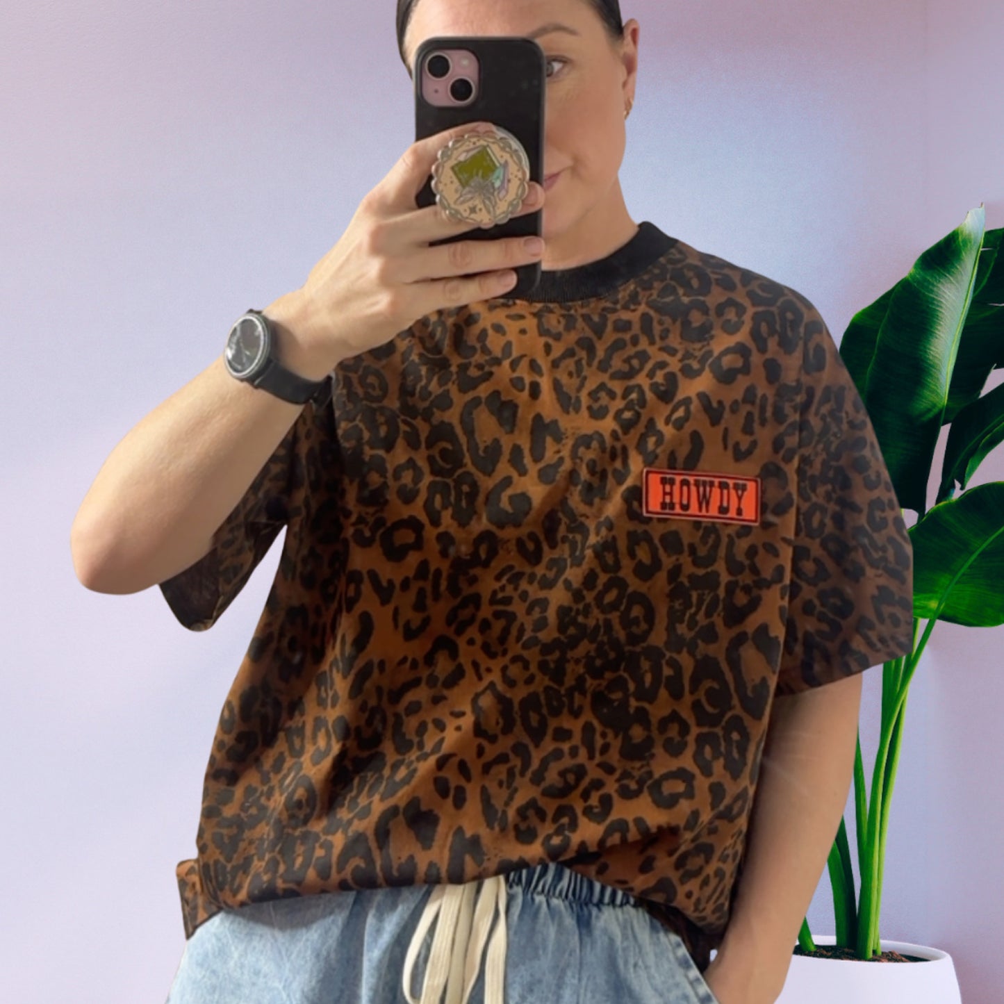 Mya Oversized Tee T-Shirt - Howdy Leopard Brown | By Frankie