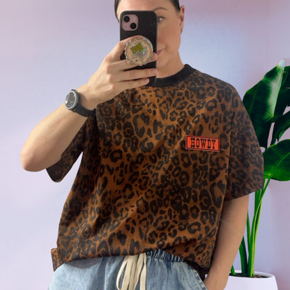 Mya Oversized Tee T-Shirt - Howdy Leopard Brown | By Frankie