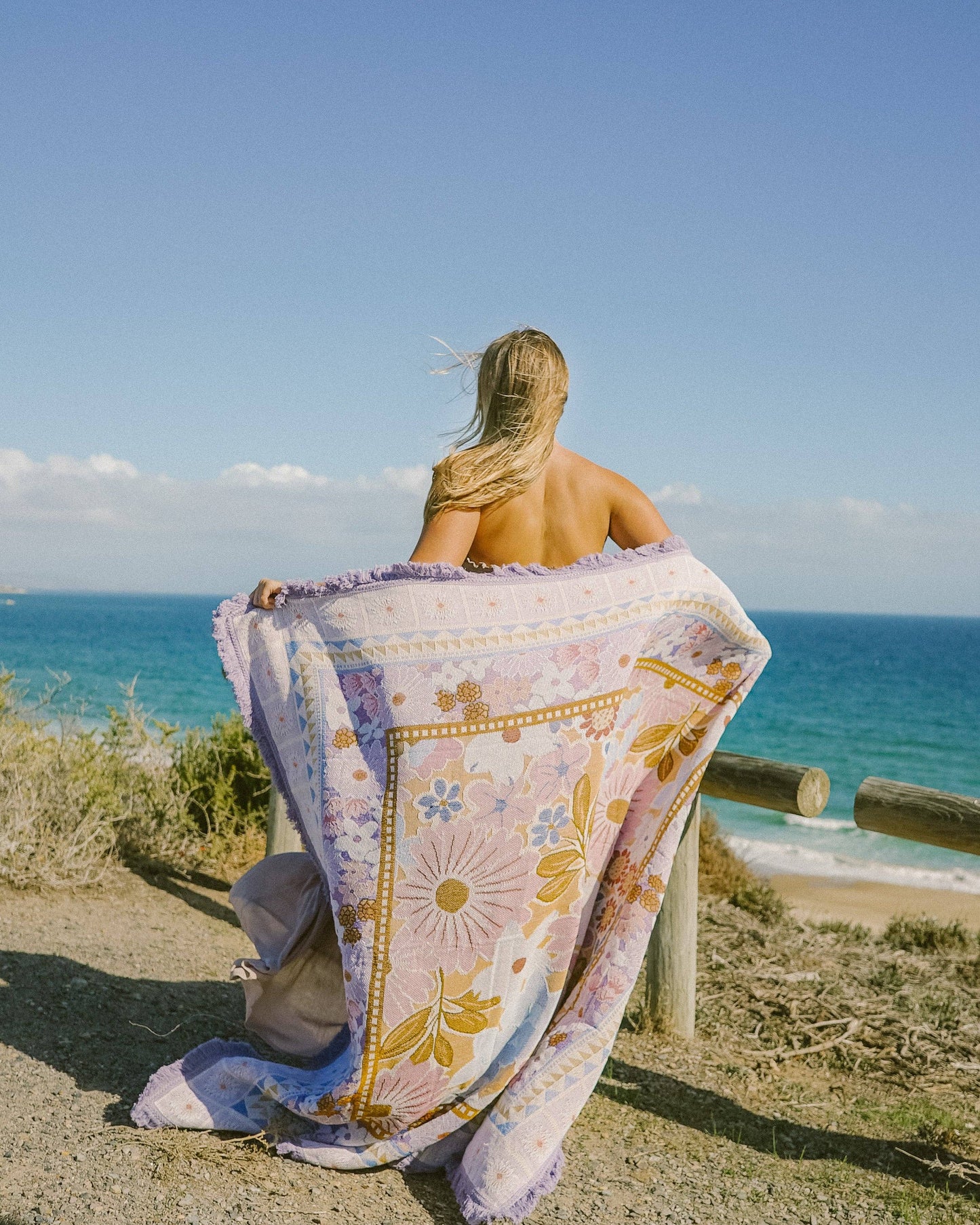 Sunni Scenes - Lavender - Picnic Beach Throw Rug - XL