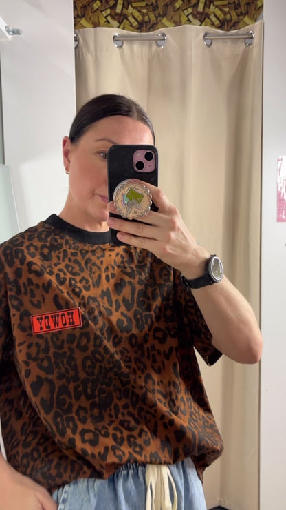 Mya Oversized Tee T-Shirt - Howdy Leopard Brown | By Frankie