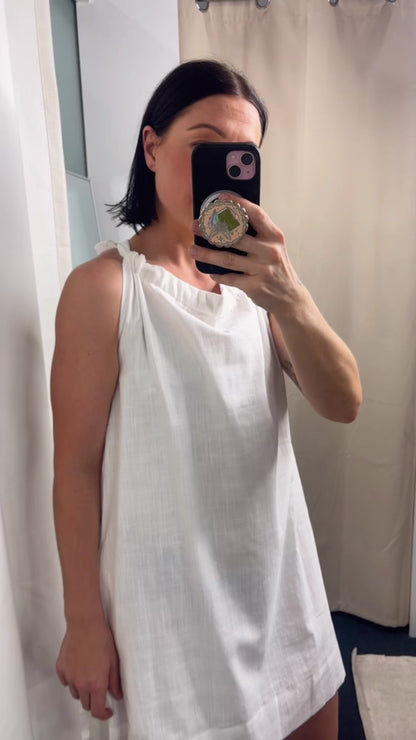 Billy Adjustable Halter Neck Mini Dress - White | By Frankie