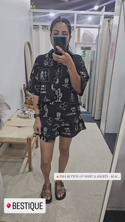 Taya Button Up Shirt & Shorts - Black Long Live Cowgirls | By Frankie