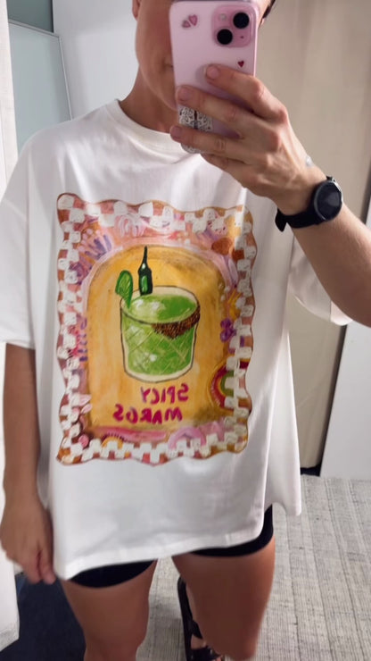 Mya Oversized Tee - White Spicy Margs
