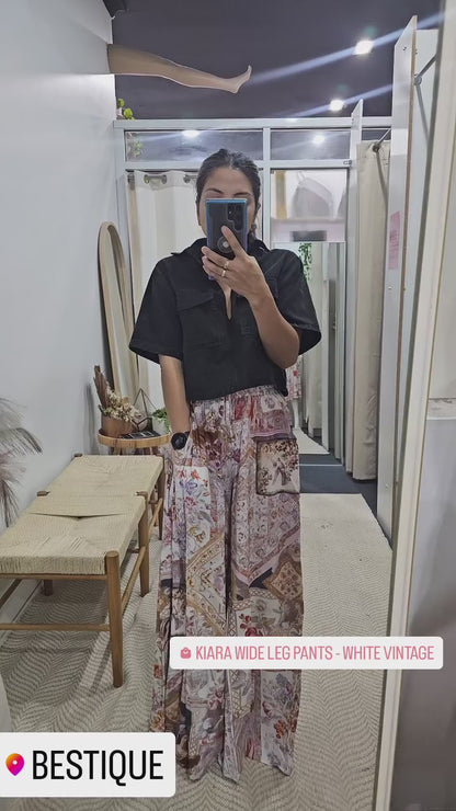 Kiara Wide Leg Pants - White Vintage