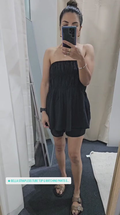 Bella Strapless Tube Top & Matching Pants Set - Black | By Frankie