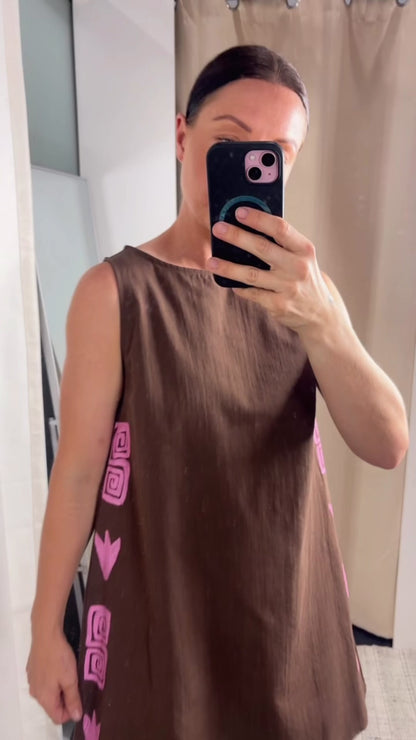 Jazmine Swing Side Print Mini Dress Choc