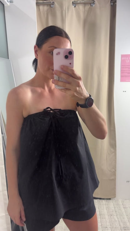 Bella Strapless Tie Tube Top & Shorts Set - Black