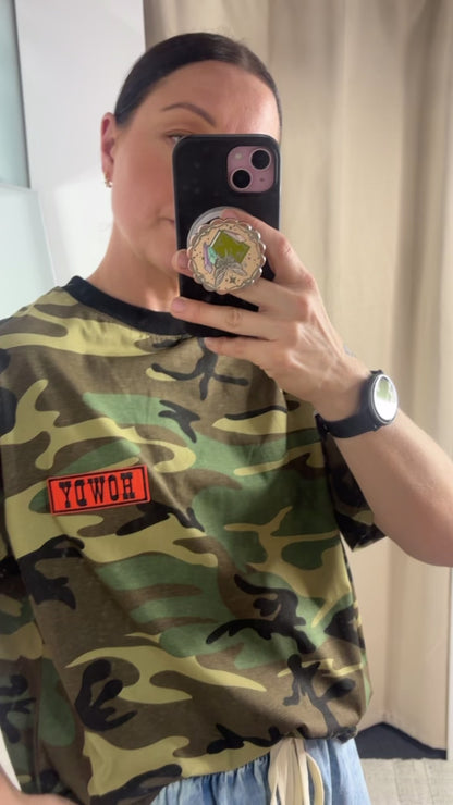 Mya Oversized Tee T-Shirt - Howdy Camo Green | By Frankie