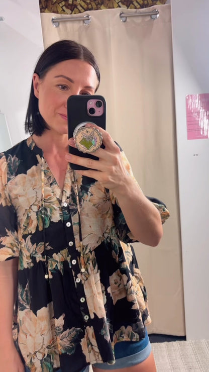 Pip Shirt - Black Floral