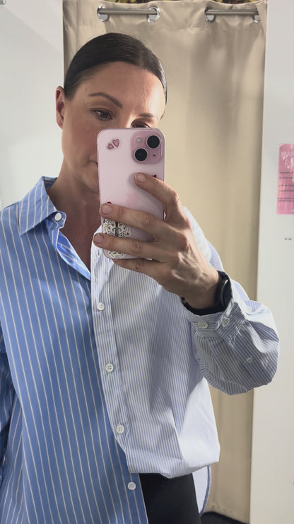 Stevie Shirt - Blue Stripe Contrast