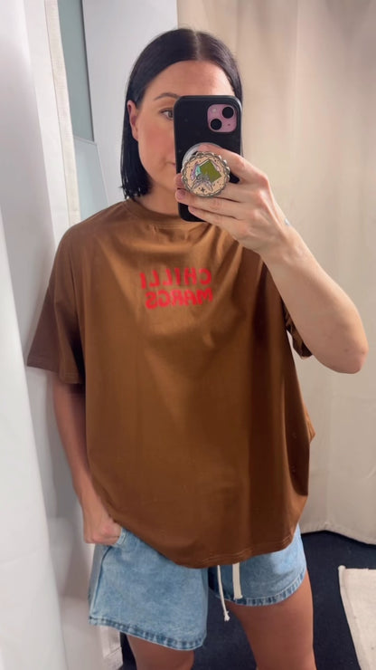 Mya Oversized Tee T-Shirt - Brown Chilli Margs | By Frankie
