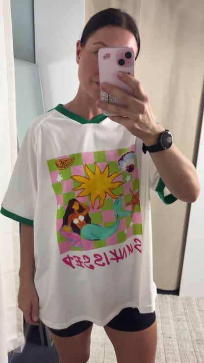 Jersey Oversized T-Shirt - Sunkissed Mermaid Green